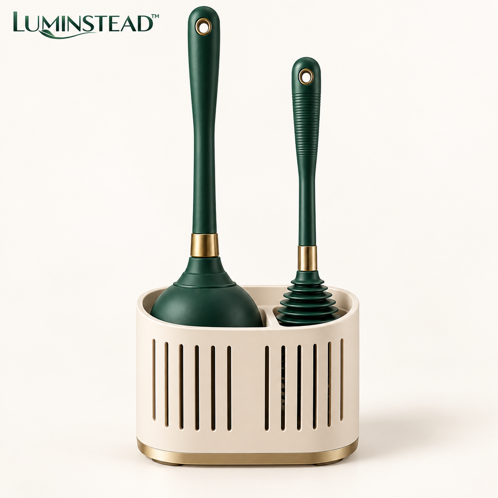 LUMINSTEAD™ Plunger and Drain Clearing Tool Set with Holder