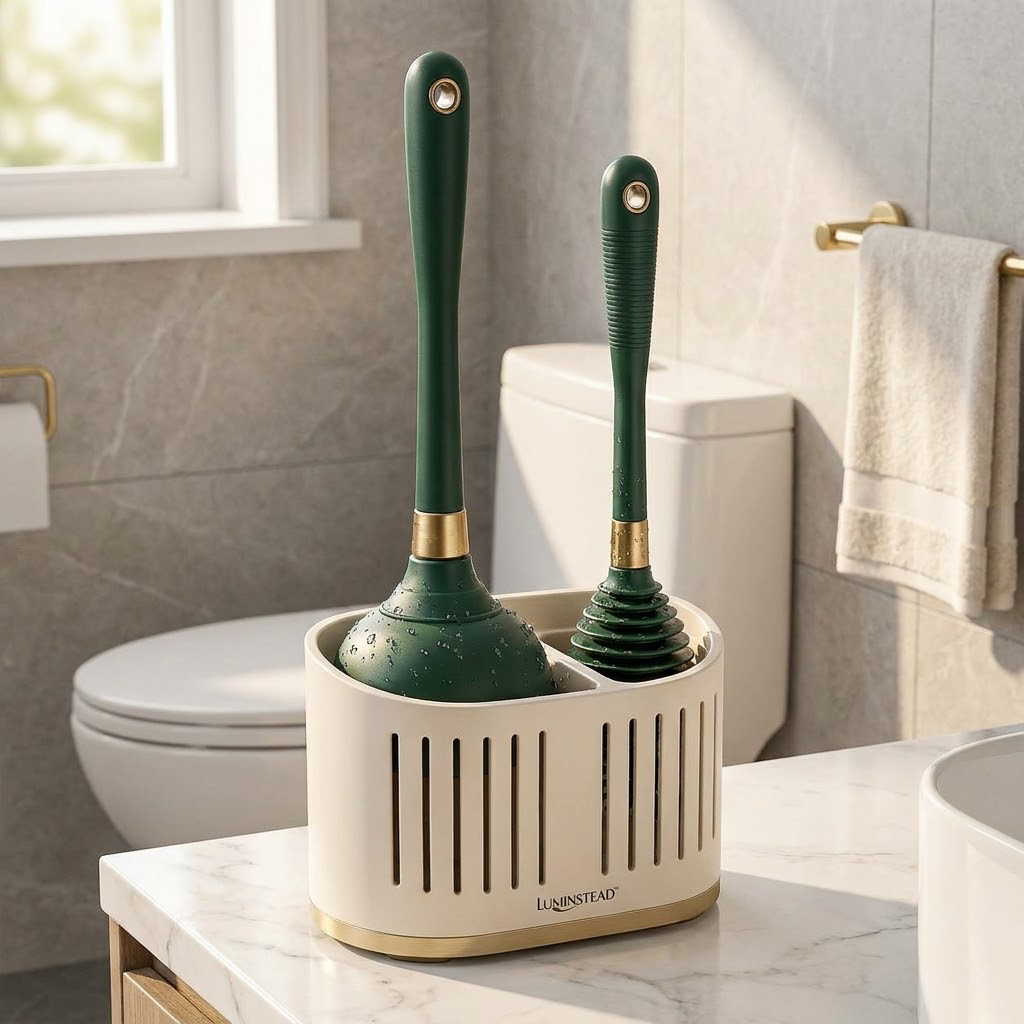 LUMINSTEAD™ Plunger and Drain Clearing Tool Set with Holder