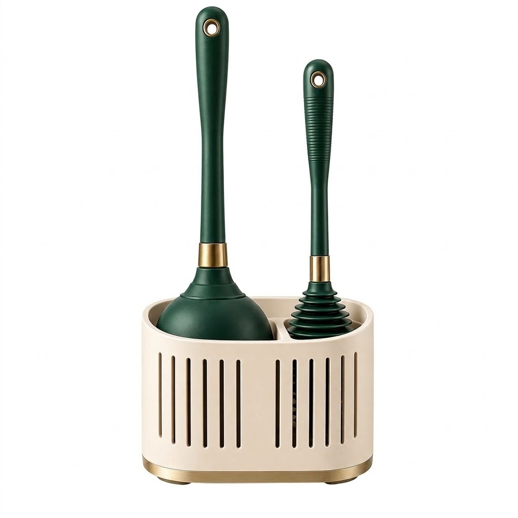 LUMINSTEAD™ Plunger and Drain Clearing Tool Set with Holder