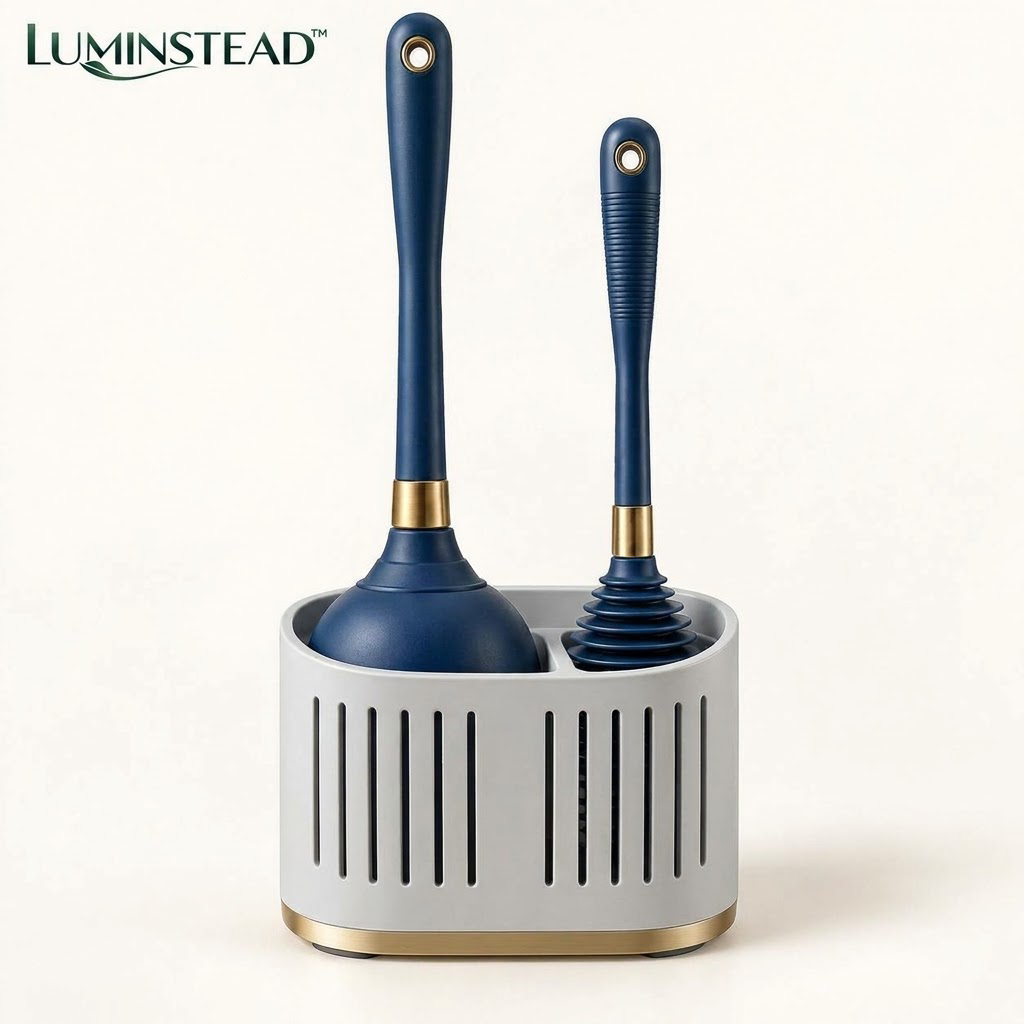 LUMINSTEAD™ Plunger and Drain Clearing Tool Set with Holder